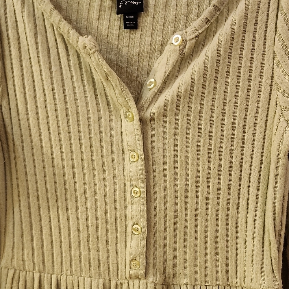 Art Class Olive Ribbed Button-Up Dress - Picture 5 of 8